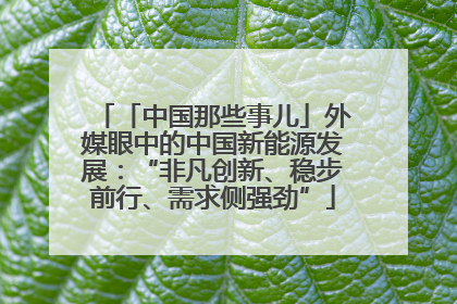 「中国那些事儿」外媒眼中的中国新能源发展：“非凡创新、稳步前行、需求侧强劲”