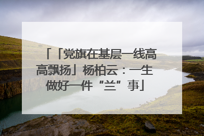 「党旗在基层一线高高飘扬」杨柏云：一生做好一件“兰”事