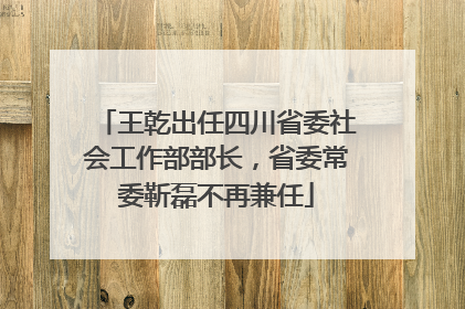 王乾出任四川省委社会工作部部长，省委常委靳磊不再兼任