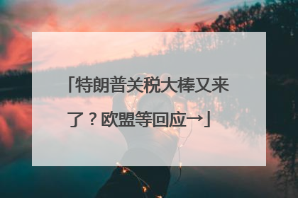 特朗普关税大棒又来了？欧盟等回应→
