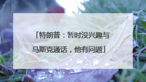 特朗普：暂时没兴趣与马斯克通话，他有问题