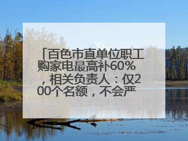 百色市直单位职工购家电最高补60％，相关负责人：仅200个名额，不会严格筛查身份