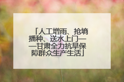 人工增雨、抢墒播种、送水上门——甘肃全力抗旱保障群众生产生活