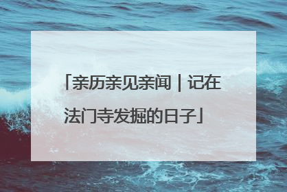 亲历亲见亲闻｜记在法门寺发掘的日子