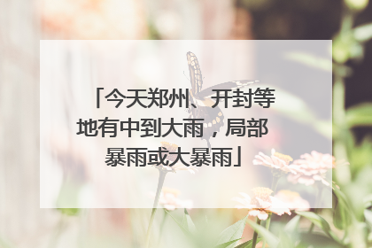 今天郑州、开封等地有中到大雨，局部暴雨或大暴雨