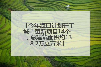 今年海口计划开工城市更新项目14个，总建筑面积约138.2万立方米