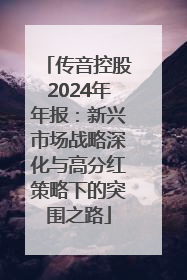 传音控股2024年年报：新兴市场战略深化与高分红策略下的突围之路