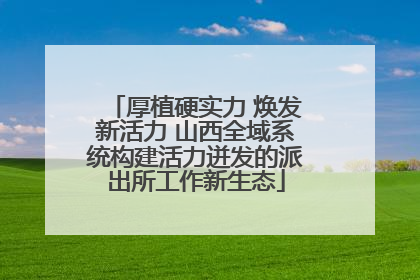 厚植硬实力 焕发新活力 山西全域系统构建活力迸发的派出所工作新生态