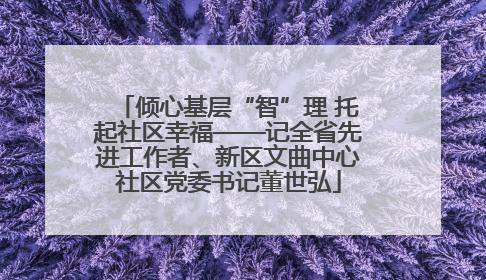 倾心基层“智”理 托起社区幸福——记全省先进工作者、新区文曲中心社区党委书记董世弘