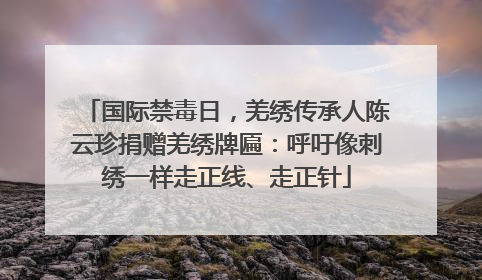 国际禁毒日，羌绣传承人陈云珍捐赠羌绣牌匾：呼吁像刺绣一样走正线、走正针