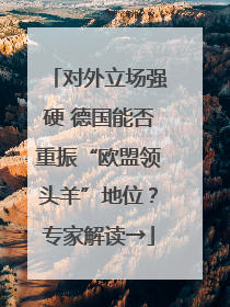 对外立场强硬 德国能否重振“欧盟领头羊”地位？专家解读→