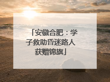 安徽合肥：学子救助昏迷路人获赠锦旗