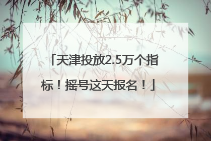 天津投放2.5万个指标！摇号这天报名！