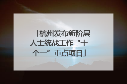 杭州发布新阶层人士统战工作“十个一”重点项目