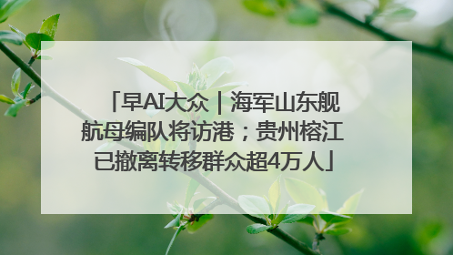 早AI大众｜海军山东舰航母编队将访港；贵州榕江已撤离转移群众超4万人