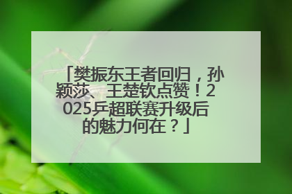 樊振东王者回归，孙颖莎、王楚钦点赞！2025乒超联赛升级后的魅力何在？