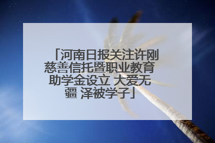 河南日报关注许刚慈善信托暨职业教育助学金设立 大爱无疆 泽被学子