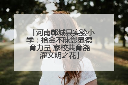 河南郸城县实验小学：拾金不昧彰显德育力量 家校共育浇灌文明之花