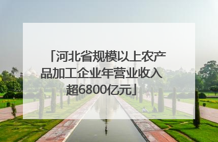 河北省规模以上农产品加工企业年营业收入超6800亿元