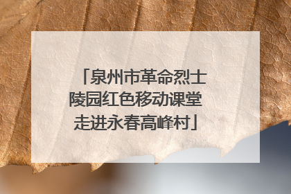 泉州市革命烈士陵园红色移动课堂走进永春高峰村