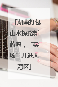 湖南打包山水探路新蓝海，“卖场”开进大湾区