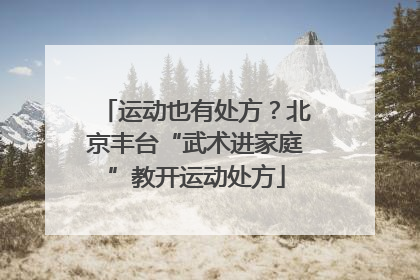 运动也有处方？北京丰台“武术进家庭”教开运动处方