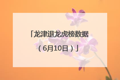 龙津退龙虎榜数据（6月10日）