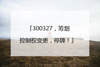 300327，筹划控制权变更，停牌！