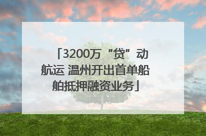 3200万“贷”动航运 温州开出首单船舶抵押融资业务