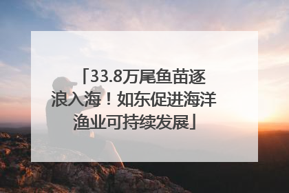 33.8万尾鱼苗逐浪入海！如东促进海洋渔业可持续发展